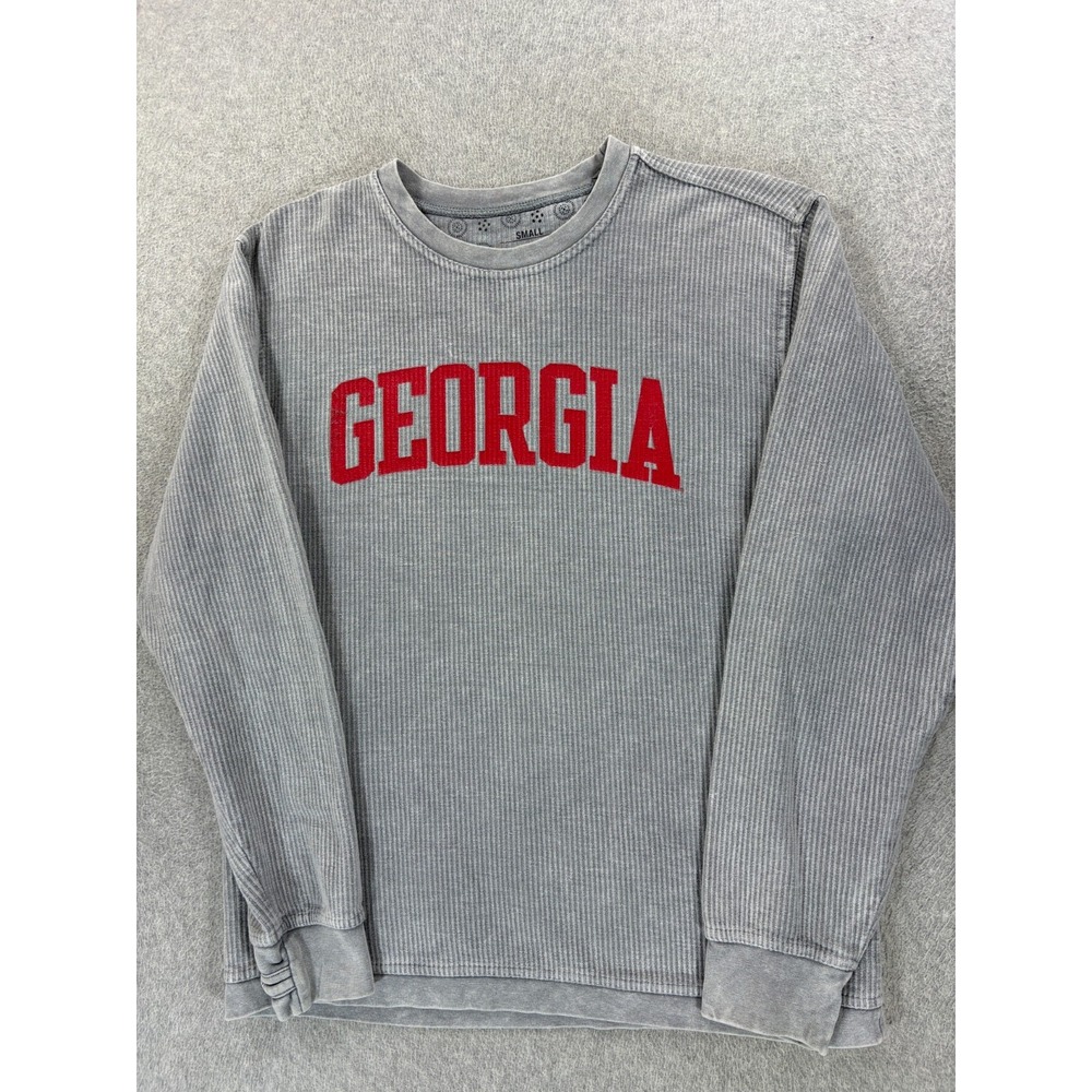 Georgia Bulldogs Ribbed Long Sleeve Crew Campus Pullover (Women's Small) Gray